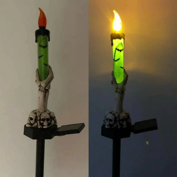 Halloween Solar-Powered Skeleton Ghost Hand Lantern Candle with Flame, Halloween Decorations, Halloween Decorations Outdoor, Halloween Party Decorations, Horror Decors