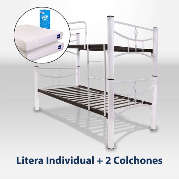 Litera Dormimundo Toscano + 2 colchones Montreal Individual/Individual