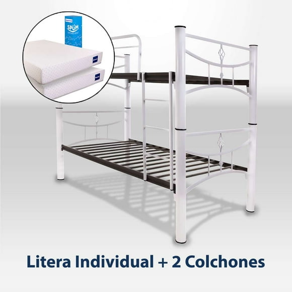 Litera Dormimundo Toscano + 2 colchones Montreal Individual/Individual
