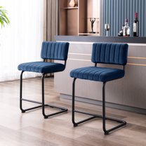 ONEVOG 24''H Counter Height Bar Stools Set of 2, Morden Counter Barstools with Velvet and Black Metal Legs, Upholstered Bar Stool for Kitchen Island, Navy Blue