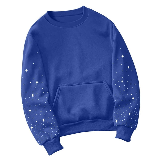 HAiming Plus Size Sweatshirt for Women Star Printed Long Sleeve Crew Neck Pullover Tops Fall Winter Cute Clothes