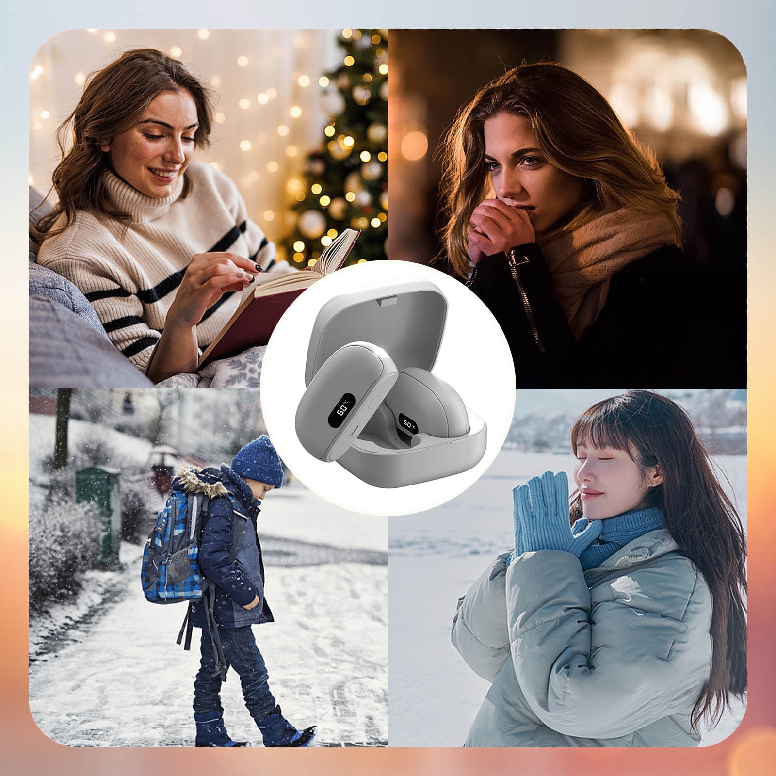 Portable Electric Hand Warmer Overheat Protections 5000mAh High Capacity Ergonomic Detachable