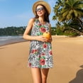 thumbnail image 3 of Fotbe Roses Mixed Zebra 1 Vestido de Verano sin Mangas para Mujer – Vestido Midi Línea A, Estilo Camiseta Floral, Vestido Playero Casual y Fluido, 3 of 7