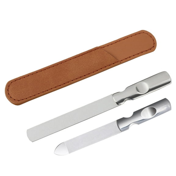 Soimiss 2Sets Stainless Steel Nail Files for Manicure and Pedicure with Portable Bag