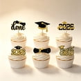 thumbnail image 6 of 2026 Graduation Cupcake Toppers Black Gold Glitter Cake Toppers 12Pcs for 2026 Graduation Party Decorations Supplies, 6 of 6