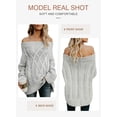 thumbnail image 3 of Asyoly Women Off Shoulder Knit Sweater Long Sleeve Loose Sexy Pullover Jumper Tops, 3 of 4