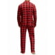 thumbnail image 3 of Pijamas de familia de cuadros con botones de manga larga Inspire Chic para adultos XL en rojo, 3 of 5