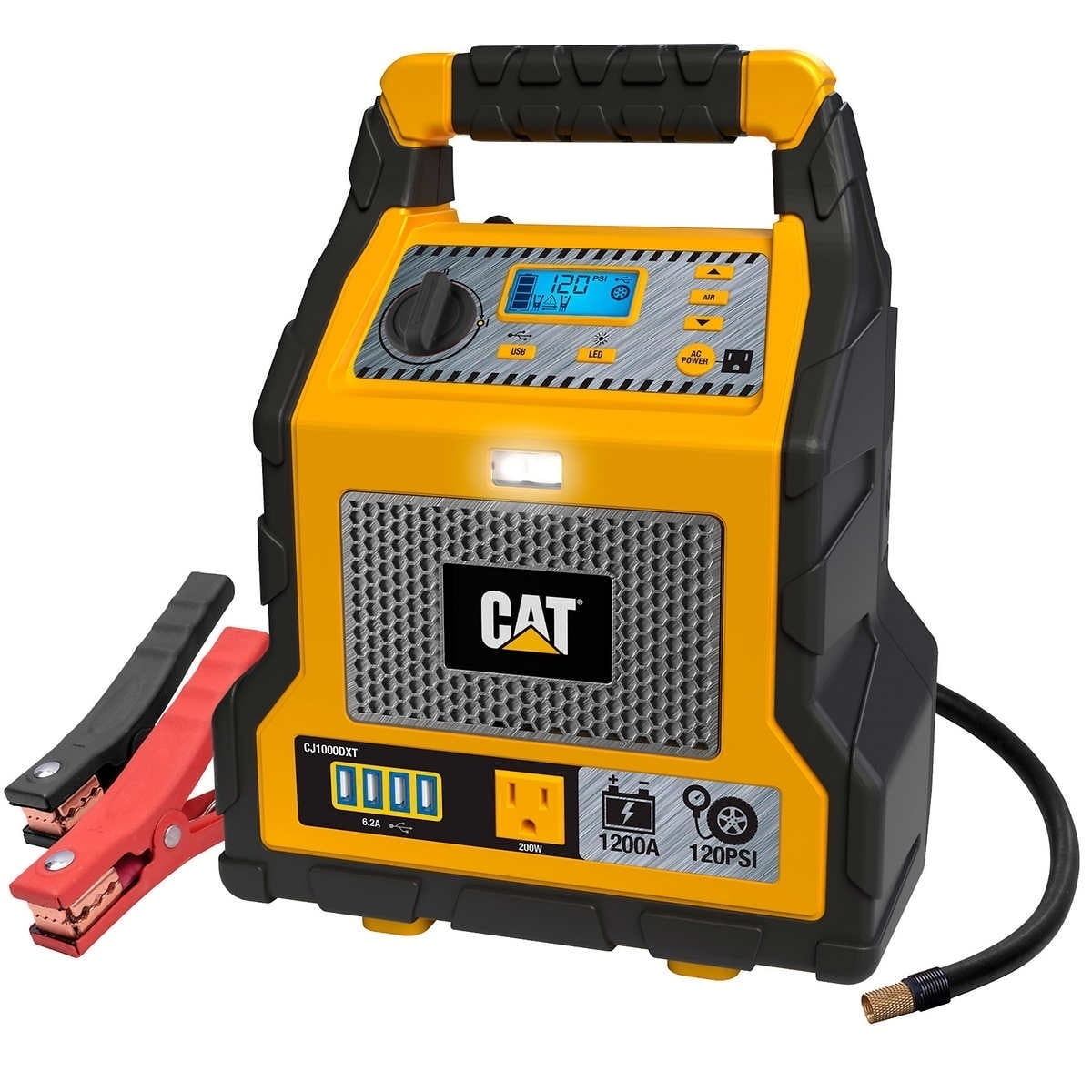 Cat Power Station with 1,200-Peak-Amp Jump Starter, Tire Compressor, and Power Inverter, CJ1000DXT