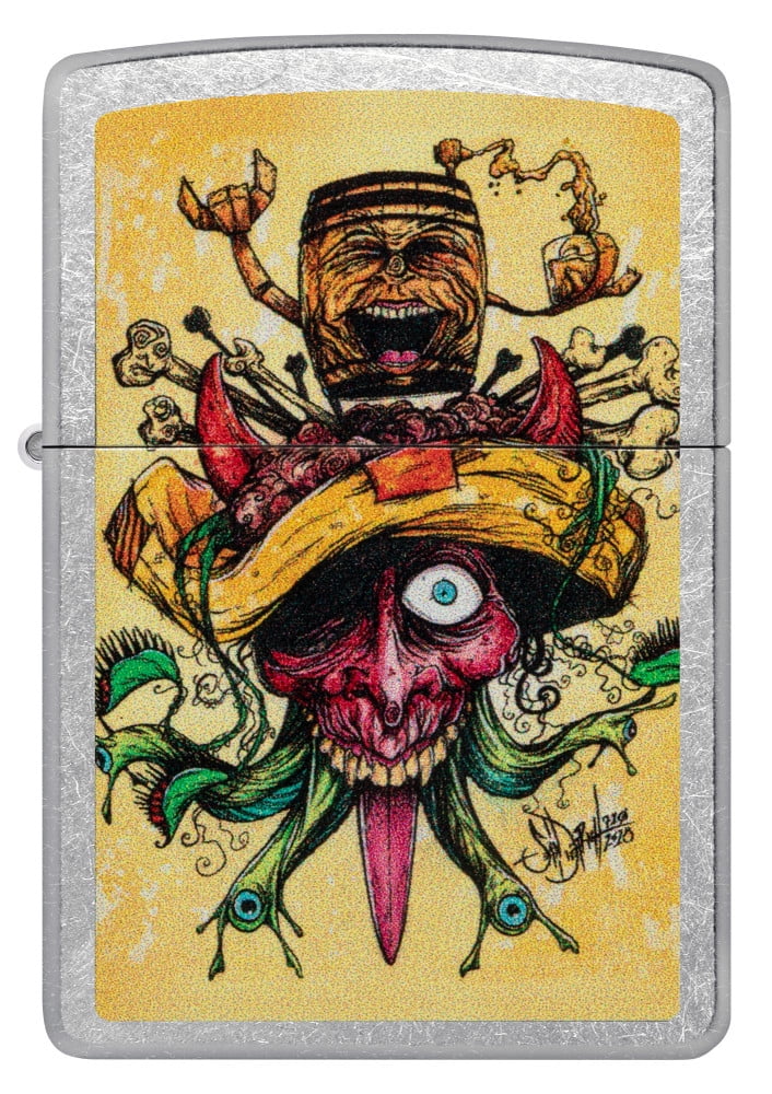 Zippo Sean Dietrich Devil Bull Design Street Chrome Pocket Lighter