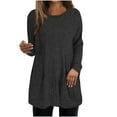 thumbnail image 2 of Fanxing Pullover Sweaters for Women Crewneck Classic Ribbed Knit Tunic Tops for Leggings Lightweight Soft Cozy Base Layer Jumper Black XL, 2 of 8