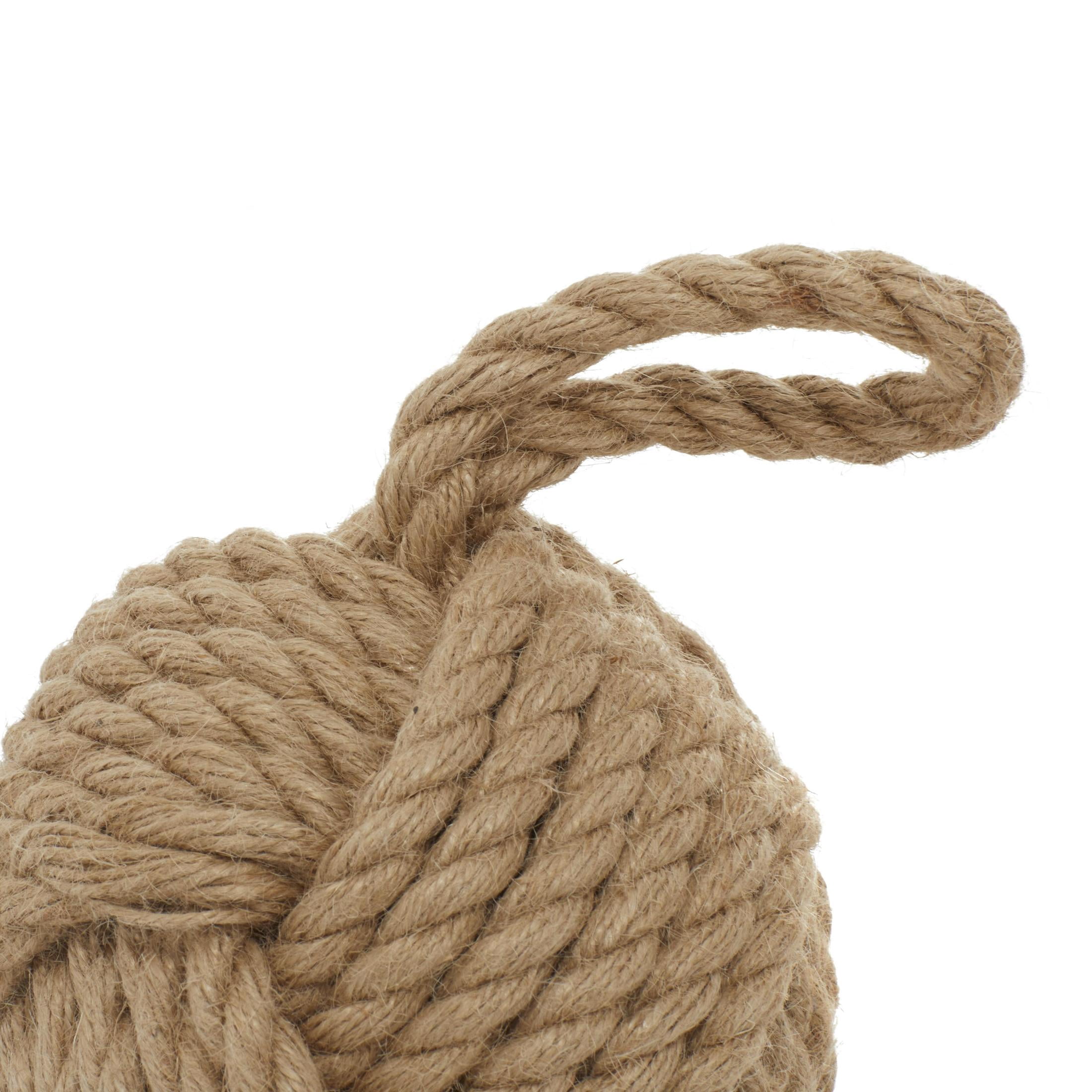DecMode Jute Coastal Twisted Patterned Knot Sculpture Set of 2 7"W x 14"H, with Brown and White Finish
