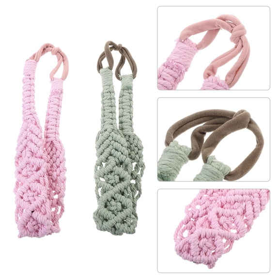 MEIBUTYUP 2-Pack Assorted Color Crochet Headbands Bohemian Style Hair Accessories for Women and Girls