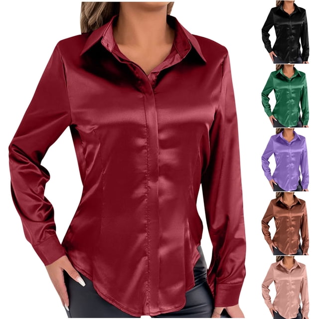 Sudadera con capucha extragrande,Blusa de manga larga para mujer, cuello vuelto, botones delanteros, poliéster spandex satinado, plisada, informal, para estar en casa, sopatenor