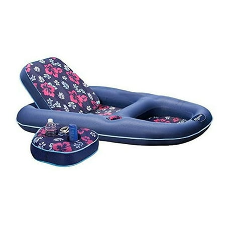 Aqua Leisure Campania Convertible 2 in 1 Pool Float Lounge/Caddy  Navy Hibiscus