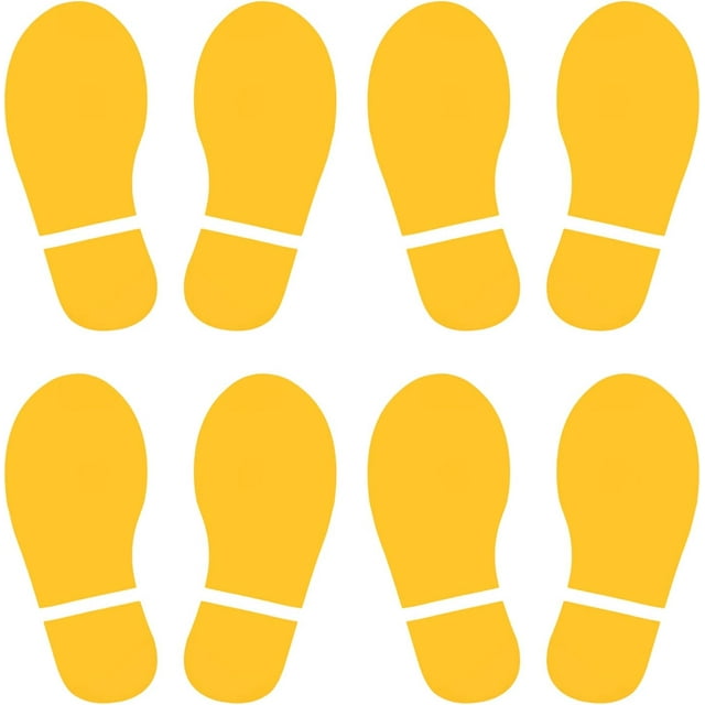 PATIKIL 8x3.3" Footprint Sticker, 4 Pairs PVC Shoes Floor Decal Sign for Class Decor Stair Guide, Yellow