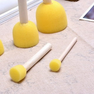 40 Pieces Round Sponges Brush Set, Paint Sponges for Painting Sponge Paint  Brush with Wood Handle and Sponge Head Paint Sponges for Kids DIY Painting  Arts and Crafts（Yellow, 2cm/0.8 in) 