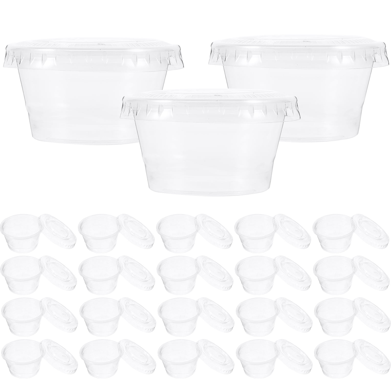 100set 100ml Plastic Dipping Sauce Disposable Small Container Cups Lids  Takeaway