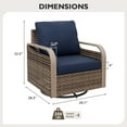 thumbnail image 4 of EAGLE PEAK 4 Piece Wicker Outdoor Rocking Chairs with Cushions, Rattan Swivel Rocker Patio Chairs for Backyard Deck Porch & Garden, Brown/Blue, 4 of 7