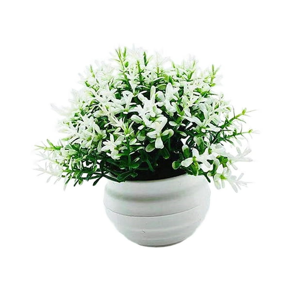 Planta falsa en maceta, decoración de bonsái Artificial, accesorios para fotos, pequeñas plantas falsas, bonsái de imitación para el hogar, oficina, Blanco