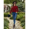 thumbnail image 6 of OALUXE Pleated Blouses for Women Long Sleeve Shirts Dressy Casual Tunic Tops with Smocked Cuffs, 6 of 7