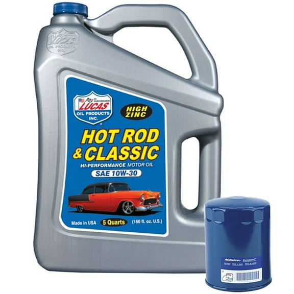 Lucas 10679 SAE 10W30/AC Delco PF1218 Hot Rod Oil Change Kit, 5Q