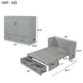 thumbnail image 4 of Queen Size Murphy Bed, Solid Wood Foldable Pull Out Bed Cabinet with Built-in Charging Station and Large Drawers, No Spring Box Needed, for Apartments, Bedrooms, Light Gray, 4 of 8