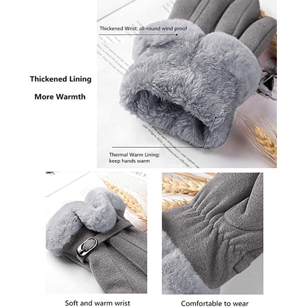 Guantes De Piel Para Mujer 4UMOR Guant Invierno Pantalla Táctil De Punto Calient Para Guantes Para El Frío Mujer