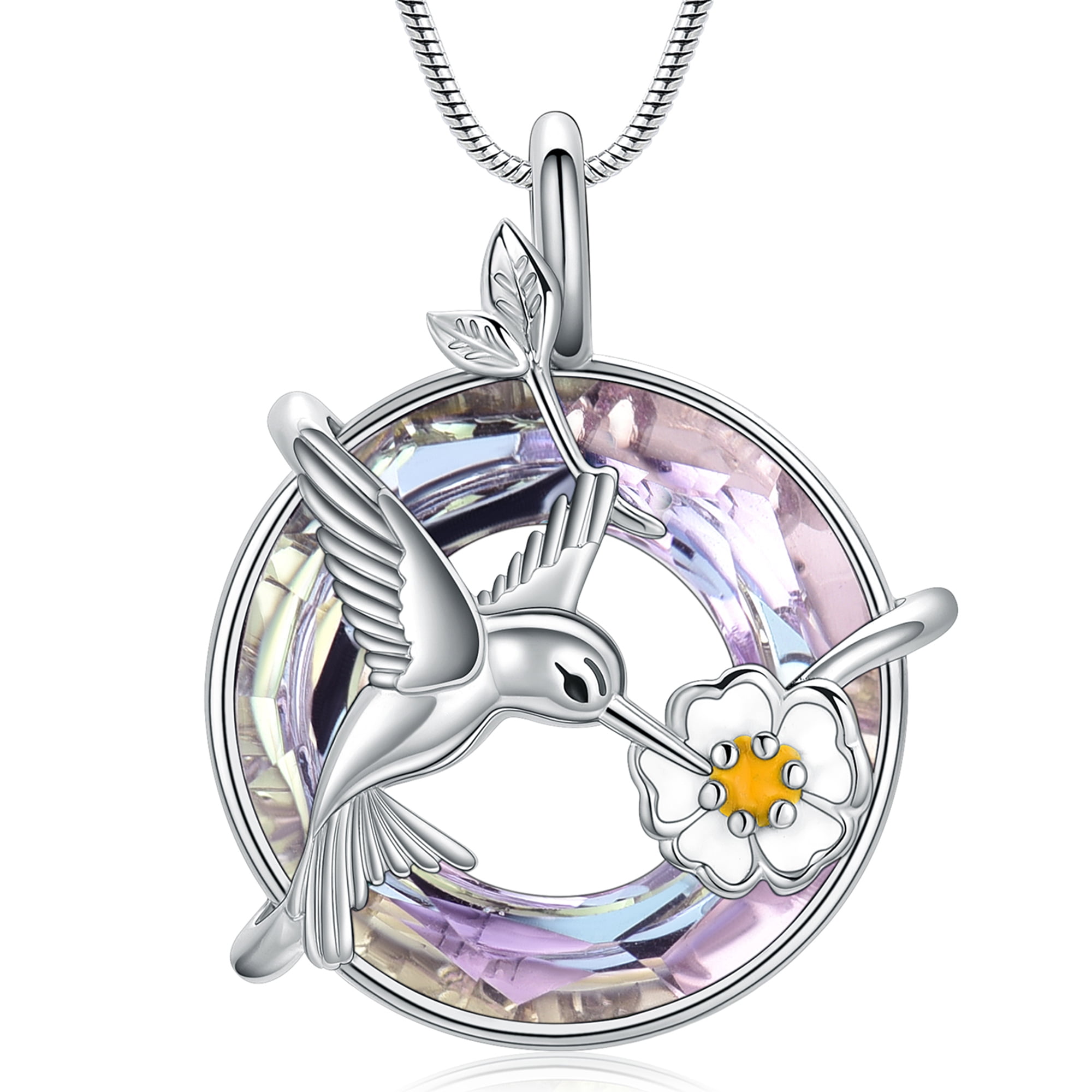 Hummingbird Urn Necklace for Ashes Stainless Steel with Crystal Cremation Jewelry Keepsake Memorial Jewelry for Women