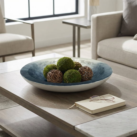 Contemporary Decorative Ombre Bowl - Stylish Home Accents for Coffee Table and Kitchen Counter Decor - Table Centerpiece Decoration for Candy or Key Storage - 4", Blue & Ivory