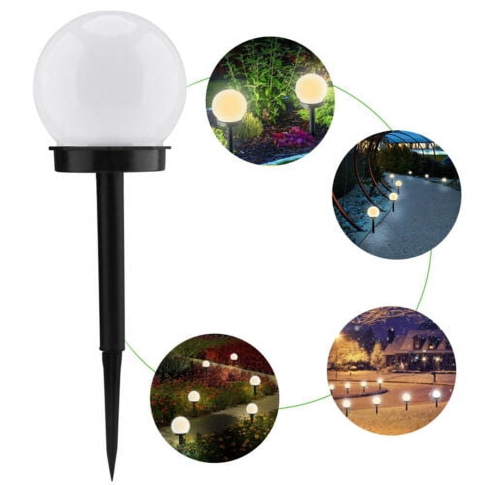 TUOREN Solar Round LED Lights, IP55 Waterproof White, Outdoor Garden