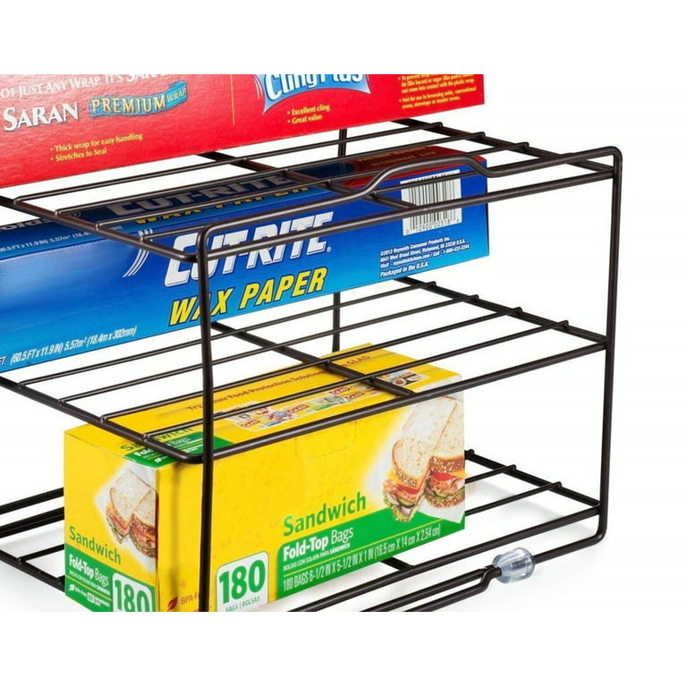 2 Pack Expandable Kitchen Wrap Organizer Rack, Height & Width Adjustable  Aluminum Foil and Plastic Wrap Organizer for Pantry, Cabinet Food Wrap