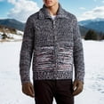 thumbnail image 4 of Mens Pullover Sweater Quarter Zip Funny Print Tops Winter Warm Outerwear Winter Clothes with Zipper, Black, Size L, 4 of 4