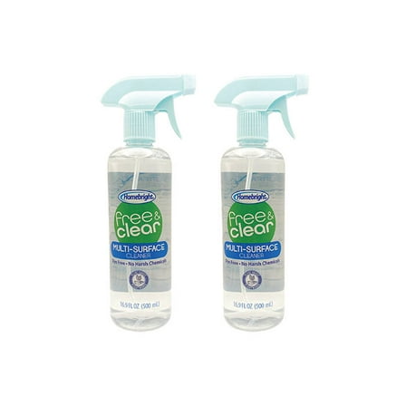 Homebright Free & Clear Multi-Surface Cleaner 16.9oz (2-Pack) Dye Free & No Harsh Chemicals