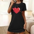 thumbnail image 2 of yillto Women Nightgown Short Sleeve Sleepshirt Crewneck Heart Graphic Sleepwear Nightshirts Pajama Dress, 2 of 5