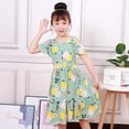 thumbnail image 2 of Ugoldhm Girls Boho Cold Shoulder Cotton Dress - Cute Print Short Sleeve Midi Dress, Size 4-9, 2 of 3