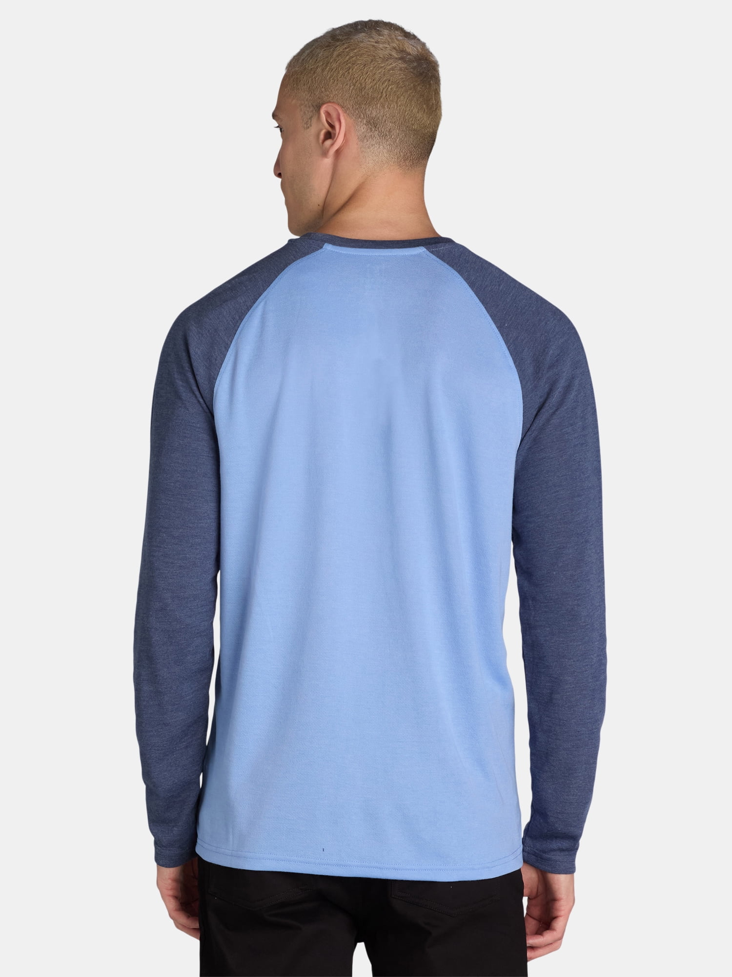 George Men's and Big Men’s Raglan Crewneck Tee with Long Sleeves, Sizes S-3XL