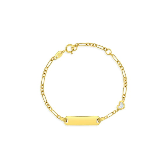 14k Gold 4.5"-5.5" Mother of Pearl Heart Baby / Toddler / Kids Bracelet