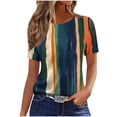 thumbnail image 2 of Uootdi Graphic Tees for Women Abstract Stripe Print Crew Neck Short Sleeve Tops Stylish Lightweight Daily Casual Wear Shirts Gift, 2 of 5