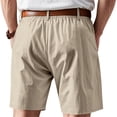 thumbnail image 6 of CIENVNSTG Men's Linen-Textured Quick-Dry Shorts Drawstring Waist Breathable Beach & Casual Shorts Khaki 3XL, 6 of 7