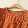 thumbnail image 5 of Casual Loose Fit Tops for Women Embroidery Floral Print Short Sleeve Blouses Summer Cotton Linen Tunic Shirts, 5 of 7