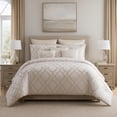thumbnail image 7 of Benjara 10 Piece King Size Fabric Comforter Set with Quatrefoil Prints- White, 7 of 7