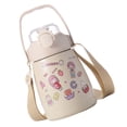 thumbnail image 1 of Soidarity Taza de agua con correa y pajita para mujer, taza a prueba de fugas de gran capacidad, de acero inoxidable, para viajes al aire libre, tazas para Kits de desorden para acampar Beige Soidarity OD014862-01, 1 of 6