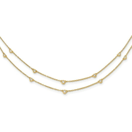 KIOKORI 14K Yellow Gold Diamond Multi Station Double Strand Necklace 1/2-Carat