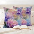 thumbnail image 3 of Pink Purple Flower Pillow Covers 2 Pack Hydrangea Leaf Gradient Watercolor Vintage Pillowcase Waterproof Outdoor Throw Pillow Cover for Patio Garden Square Cushion 20”x20”, 3 of 9