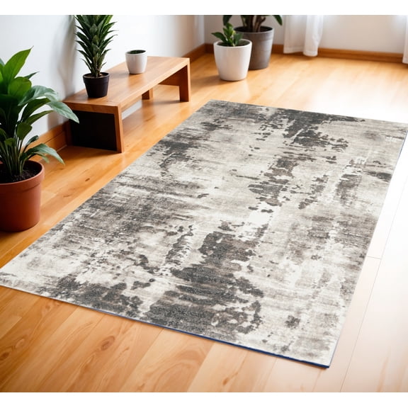 4' X 6' Tan Abstract Power Loom Area Rug