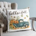 thumbnail image 4 of Thanksgiving Pillow Covers 16x16 Set of 2, Fall Green Truck Pumpkin Sunflower Maple Leaf Throw Pillow Covers Decorative Couch Cushion Cover, Microfiber Soft Pillowcases for Bedroom Living Room Sofa, 4 of 9