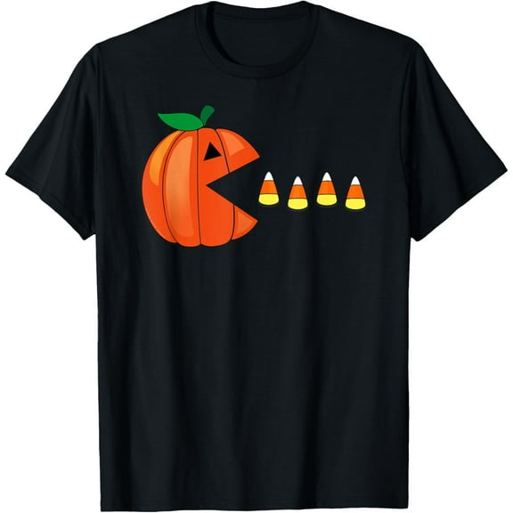 Funny Halloween Pumpkin Eating Candy Corn T-Shirt100% pure cotton short-sleeved shirt for both men and women
