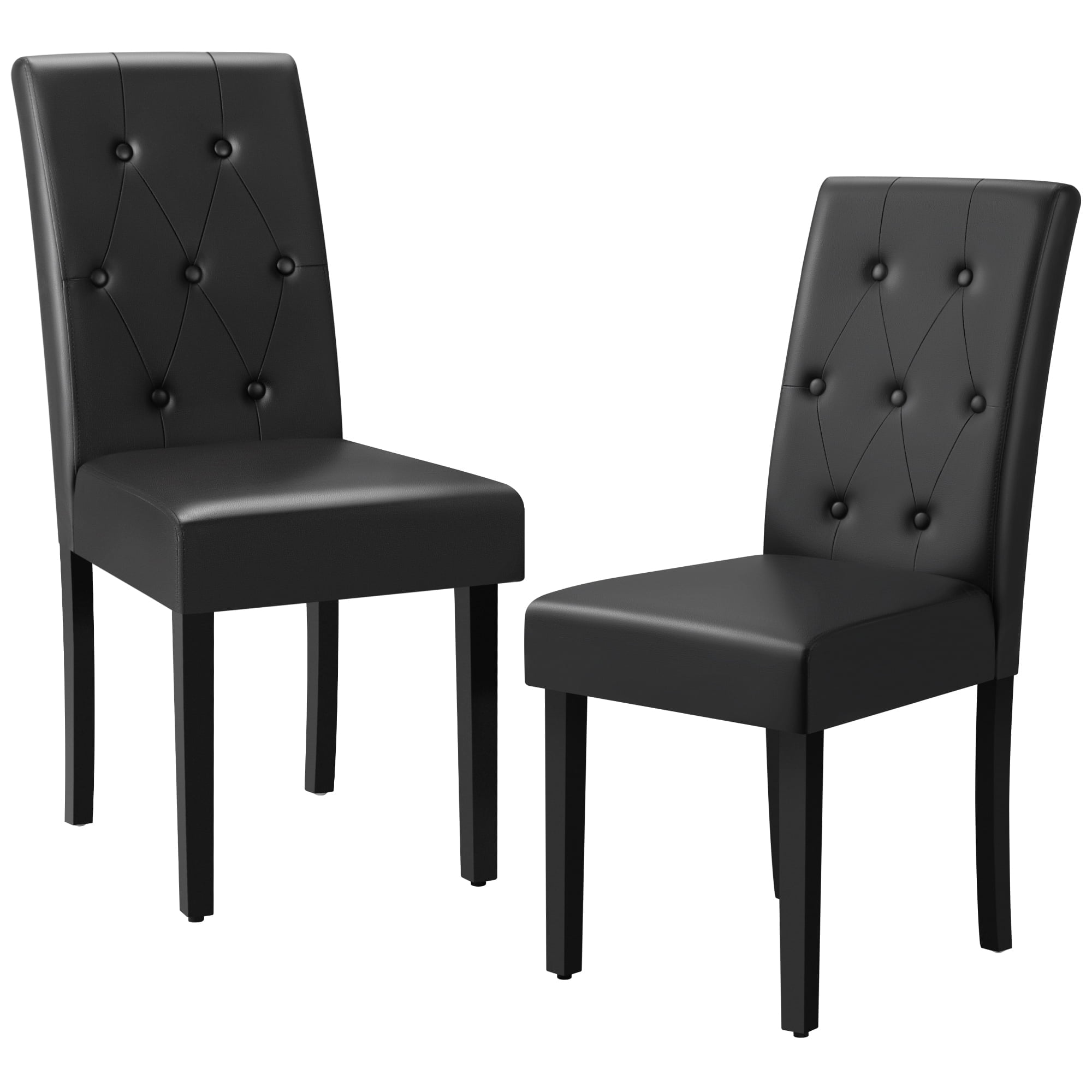 Homall Dining Chairs Set of 2,Urban Style PU Leather Dining Chairs,Kitchen,Dining Room Wooden Chairs, Black