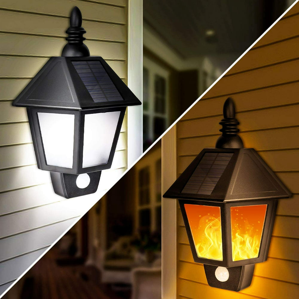 Solar Lights Outdoor, 2 in 1 Sconce Decorative Flickering Flame Wall