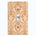 thumbnail image 1 of Metal Light Switch Plate Outlet Cover (Victorian Damask Flower Feather Tan Pattern - Single Toggle), 1 of 2